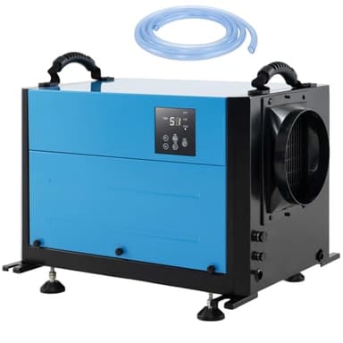 HOMFME 50L/Day Commercial Dehumidifier, Compressor Dehumidifier with 24H Timer, Auto Defrost, Sleep Mode, Memory Restart, Drain Hose, Industrial Building Air Dryer for Home Basement Warehouse (Blue)