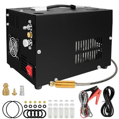 PCP Air Compressor,Built-in Power Converter,Portable 4500Psi/30Mpa,12V DC/110V AC PCP Airgun Compressor, Water/Oil-Free, Suitable for Paintball, PCP Rifle, Pistol, Scuba Bottle
