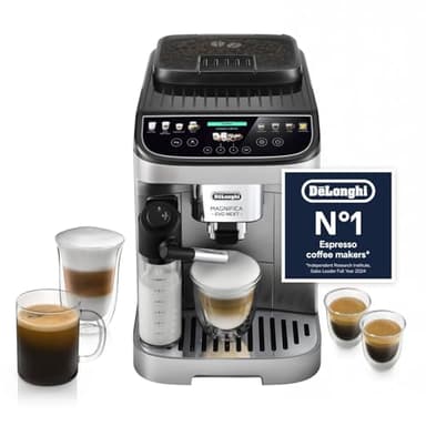 De’Longhi Magnifica Evo Next - Perfetto Automatic Coffee Machine with LatteCrema Automatic Milk Frothing, 13 One-Touch Drinks, Colour Touch Display, Silver Black (ECAM310.80.SB)