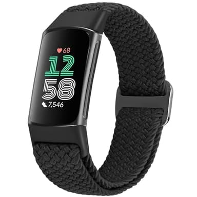 WNIPH Braided Strap Compatible with Fitbit Charge 6/Fitbit Charge 5 Straps for Women Men, Adjustable Elastic Nylon Wristband Stretchy Replacement Bands for Charge 6/Charge 5