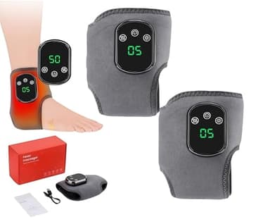 Best Foot Massager for Neuropathy & Foot Pain Relief | Massagers with Adjustable Heat and Compression Therapy Cordless Feet Massager for Home， Stimulator for Circulation | RejuvaCare (Grey-2pcs)