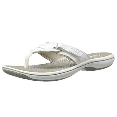 Clarks Women's Brinkley Sea Flip Flops, White White Synthetic, 6 UK