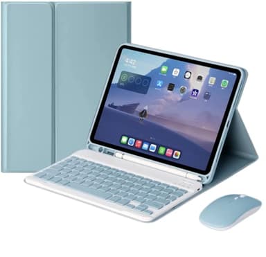Keyboard Case for iPad Mini 7th/6th Generation,Case for iPad Mini 6/Mini A17 Pro (2024) with Keyboard and Mouse, Candy Detachable Magnetic Keyboard with Pencil Holder (Blue)