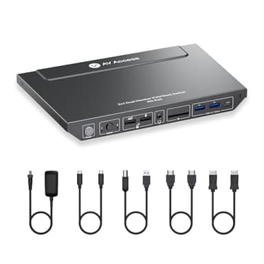AV Access Docking Station, KVM Switch for Laptop & Desktop | 100W Charging, 4K@60Hz Dual Monitor HDMI, 3xUSB 3.0, USB-C, 1G Ethernet, EDID Support, SD, 3.5mm AUX Audio | Fast Switch 2 Computers
