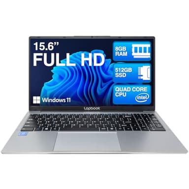 15.6" Full HD Laptop - 8GB RAM 512GB SSD, Windows 11 Home OS, Intel N100 Quad-Core CPU, AC WIFI, RJ45, Integrated Webcam - S15 N2 15 Inch Lightweight Laptop