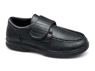 Dr Keller Tony Mens Touch Fasten Bar Comfort Wide Fit Shoes Black UK 10