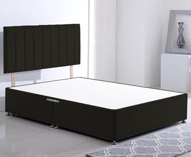 ComfoRest - Modern 4FT Small Double Divan Bed, NO DRAWER | Minimalist Frame for Compact Spaces | Reliable Design for Versatile Living Solutions (Black Plush)
