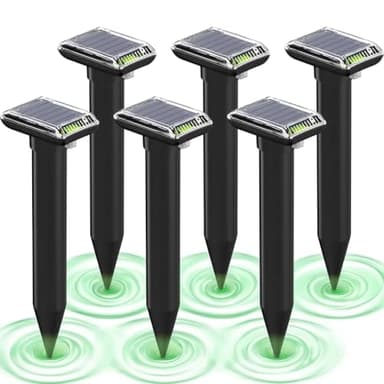 MoraRise Ultrasonic Mole Repellent, 6 Pack Solar Powered Pest Repeller for Garden, IP66 Waterproof Outdoor Deterrent for Moles, Gophers, Snakes & Rodents, Yard & Farm Use