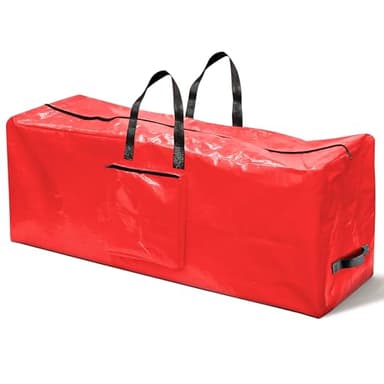 BLADO Extra Large Christmas Tree Storage Bag – Durable Reinforced Waterproof bag with Handles, Dual Zipper & Side Pocket - 9ft Xmas Storage (Red, Large)