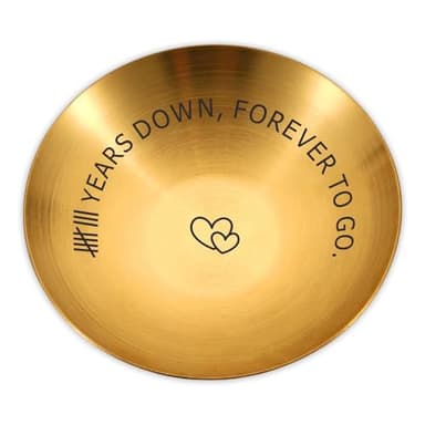 Cunegra 8 Year Bronze Anniversary Wedding Gifts,Bronze Ring Holder Jewelry Tray, Stainless Steel Anniversary Wedding Gifts for Wife Husband Couples Memorial Present