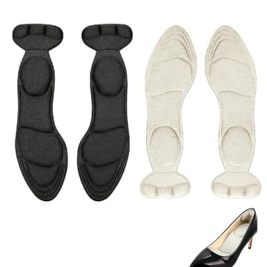 YANAJIAJIA 2 Pairs Shoe Insoles for Women - Insoles for Heels & Shoes That are Too Big, Black & Beige, for Women Loose Shoes Metatarsal Arch Foot Pain(35-40)