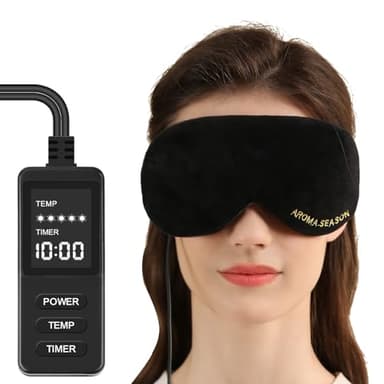 Aroma Season Heated Eye Mask, Electric USB Eye Compress for Dry Eyes Blepharitis Stye Eye with 5-Level Temperature & Timer Control (Black)