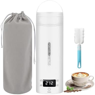 Portable Electric Kettle,450ML Electric Travel Kettle With 4 Smart Tempe Preset, Mini Tea Kettle Leakproof Coffee Cup with Clean Brush and Auto Shut-Off (L)