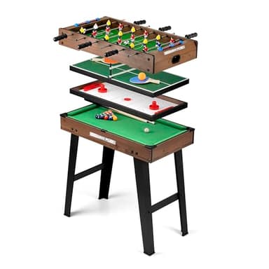 PowerPlay 4-in-1 Multi-Sports Game Table Set, Indoor Family Games, Table Football, Pool Table, Table Tennis and Table Hockey, for Kids and Adults