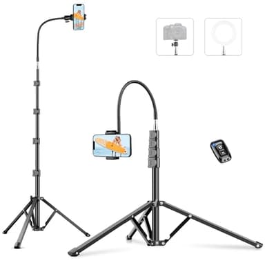 Victiv 88" Tall Tripod for iPhone, Phone Tripods with Gooseneck & Remote and Mobile Phone Stand, Flexible Overhead Tripod iPhone Stand for Filming, Aluminum Tripods for Smartphone/Camera/Ring Light
