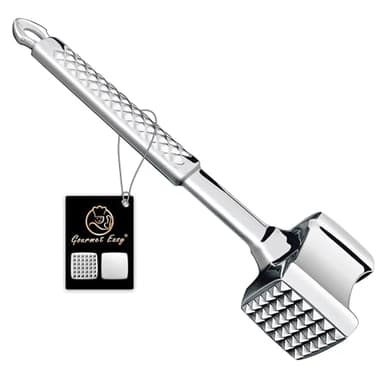 Stainless Steel Meat Tenderizer Tool, Premium Meat Mallet with Non-Slip Grip, Dual-Sided Kitchen Mallet Ideal for Tenderizing Steak, Poultry & Chicken Cutlet, Dishwasher Safe with Long-Term Warranty