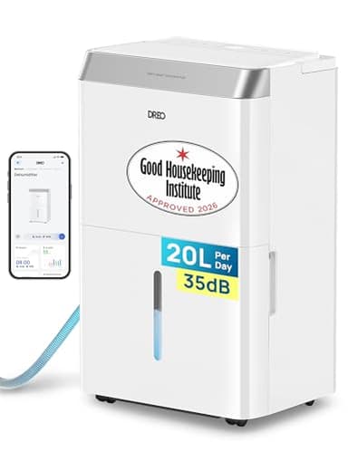 Dreo 20L/day Smart Dehumidifier Low Energy, 35dB Quiet, Laundry Dry, Whole House, Humidity Sensor & Display, Large Room Auto, 3 Speed, Humidity Control, Good Housekeeping Institute Approved 2026
