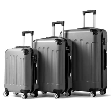 Karl home Lightweight Suitcase Set, 3-Piece ABS Hard Shell Luggage with 4 Spinner Wheels & Resilient Handle, Durable Cabin Suitcase for Travel, (Silver, 20/24/28)