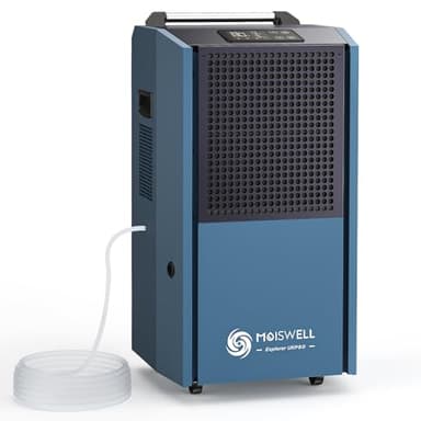 Moiswell 90 L Commercial Dehumidifier Construction Dryer with Condensate Pump Drain (Up to 90 L/24h), Mobile, Robust Industrial Dehumidifier for Construction Sites & Rooms up to 100 m² / 230 m³
