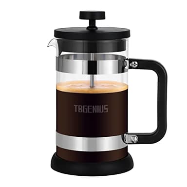 TBGENIUS 4 Cup Cafetiere Coffee Press, French Press Maker for Filter Coffee, Loose Tea and Milk Froth, 4 Level Stainless Steel Filter, Heat Resistant Borosilicate Glass, 0.6 L / 21 oz