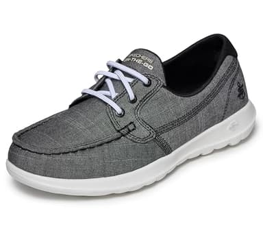 Skechers Women's Go Walk Lite-15433 Boat Shoe,Black/White,6.5 UK(39.5 EU)