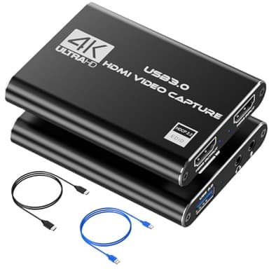 Video Capture Card, USB 3.0 Audio Video Capture Card, 4K HDMI Capture Card HDMI Loop-Out, 1080P 60FPS/2K 30FPS Video Game Capture for Streaming, Works for PS5/Switch/Camera/PC/OBS