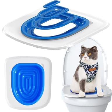 SUQ Cat Toilet, Trainer Cats Toilets, Training Package Reusable Plastic, Pet Toilet Trainer Clean Kit for Training Cats Using Toilets, Easy to Use Convenient and Easy to Clean (Blue)
