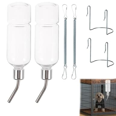 2 Pack Rabbit Bottles, Rabbit Water Bottle, Guinea Pig Water Bottle Non Drip, 180ml Transparent Plastic and Stainless Steel, Ideal for Hamster Water Bottles Use in Home and Pet Stores