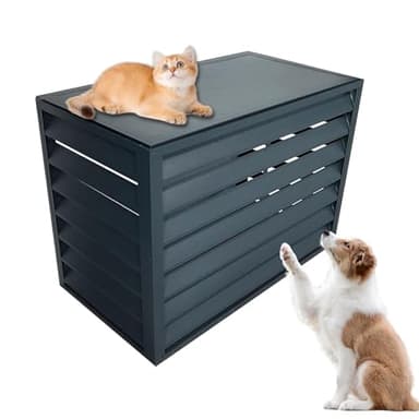 LKPMGOA Aluminum Ac Unit Covers Outdoor, Privacy Screens Fence Panels for Air Conditioners Trash Bins, Isolate Pets, Fallen Leaves, Anti-theft(Gray,100cm)