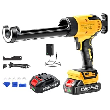 Angseen Electric Caulking Gun, Silicone Sealant Gun, 6 Adjustable Speeds with 2000 mAh Battery and LED Light, Caulking Tool for Filling and Sealing