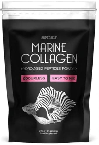 Marine Collagen Powder - Glow Up Supplement for Women & Men - Skin, Hair & Nail Support - Odourless & Easy to Mix - Hydrolyzed Peptides Type 1 Collagen from Fish - High Absorption (240g)