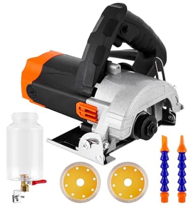 MXBAOHENG 1000W Removable Water Tank Wet Tile Cutter Electric Tile Saw with 2 Stone Blades for Ceramic Tiles Stone Wall Chaser （110mm Blade）