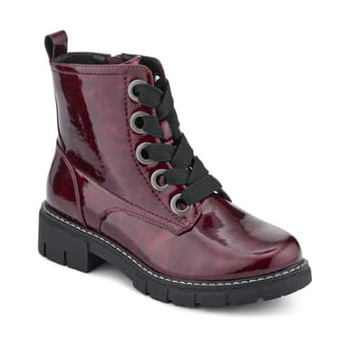 Wide-Fit Chunky Ankle Boots - Burgundy Patent Size 5