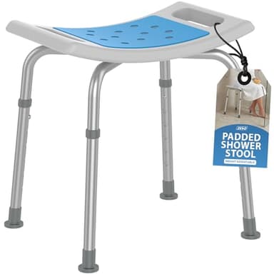ZENO Shower Stool for Elderly | Bath Seats for Adults | Disabled Bathroom Chairs and Stools | Non Slip Shower Seat | Adjustable Bath Stools to Sit On | Non-Slip Design w/Padded Seat Drainage Holes