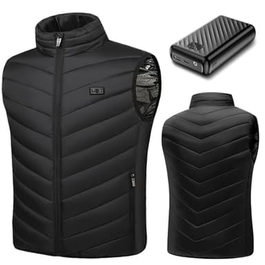 qoqidun Heated Gilet for Men Womens - Heated Vest with 7.4V 27000mAh Power Bank, 17 Carbon Fibre Heating Pads and 3 Heat Settings, Heated Body Warmer Vest with Battery Pack for UK Winter