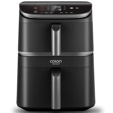 COSORI TurboTower Dual Air Fryer 10.8L, Space-Saving Double Stack Airfryer, Turbo Blaze Tech for Faster & Even Crisp Results, 3-Layer Cooking to Prepare Full Meals at Once, Energy Efficient