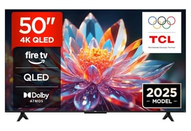 TCL 50T6C-UK 50” QLED 4K HDR TV, Fire TV (Smart TV with Dolby Vision & Atmos, HDR10+, Press & Ask Alexa, 2025 New Model)