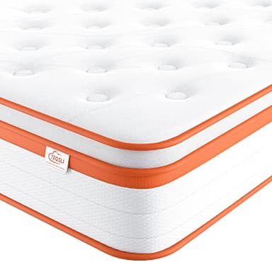 TeQsli Double Mattress 4FT6, 10 Inch Gel Memory Foam 7 Zone Orthopedic Double Mattress Pocket Sprungs Wave Memory Foam Hybrid - Medium Firm - Motion Isolation 135x190x25 cm