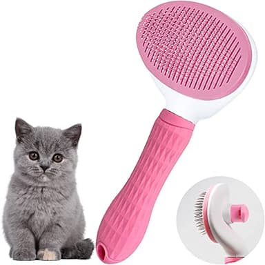 Muxtraders Cat Grooming Brush, Self-cleaning Massage Comb for Short and Long-haired Cats, Puppy & Kitten, Removes Loose Undercoat, Mats, Tangled Hair and Shed Fur