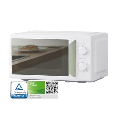 COMFEE' 700W 17L White & Sage Green Mini Microwave Oven, Compact Design, InverTech and Quick Defrost Function, 5 Cooking Power Levels with Kitchen Manual Timer - Mirror Design CMO-MP012ND(GN)-UK