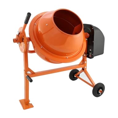 70 Litre Electric Cement Mixer 250W 30RPM Portable Orange Mortar Concrete Mixing Machine with Heavy Duty Wheels DIY / 240V