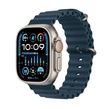 Apple Watch Ultra 2 [GPS + Cellular, 49MM] Titanium Case with Blue Ocean Band - One Size(Renewed)