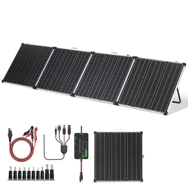 Panana 220W Foldable Solar Panel, 18V Portable Monocrystalline Solar Suitcase with SAE Connector Kit, Charge Controller, Mount Bracket for Off Grid Camping Car RV Marine Boat Battery (220W)