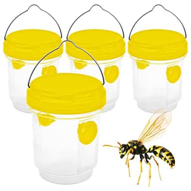 Pack of 4 Wasp Traps Outdoor Hanging, Wasp Catchers for The Garden, Fruit Fly Traps, Bee Traps, Yellow Jacket Killer, Insect Control, Waterproof Reusable