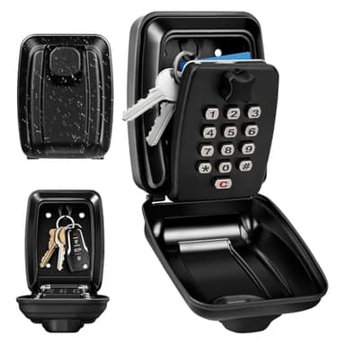 OFFOF Wall Mounted Key Safe with 12-Digit Combination, Secure Key Lock Box for Outdoor Use, Large Capacity Key Storage for Home, Garage, Office