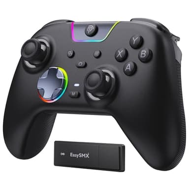 EasySMX X05 Pro Wireless Controller for PC Ergonomic Skin-Like Grip, Quiet-Touch Low-Noise Buttons, Dual Triggers, Hall Joysticks, 2 Programmable Buttons, RGB, 1000mAh Battery