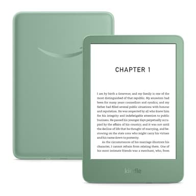 Amazon Kindle (newest gen) – Lightest and most compact Kindle with glare-free display, faster page turns, adjustable front light and long battery life – 16 GB – With Ads – Matcha