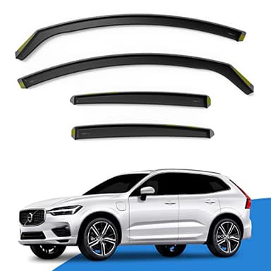 EdgeVisors Wind Deflectors | Fits: Volvo XC60 MK2 (2017-onwards) 5 Door SUV 4pc Set | In-Channel Rain Guards for Wind, Rain & Sun Protection, Easy Installation - Tinted