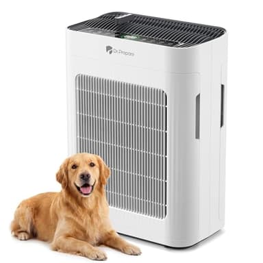 Dr.Prepare Air Purifier for Home Bedroom Large Room, CADR 300m³/h for 78m², Dual-Sided Air Intake, HEPA Air Cleaner with Washable Pre-Filter, 20dB Sleep Mode, Auto & Pet Mode for Pollen Smoke Odors
