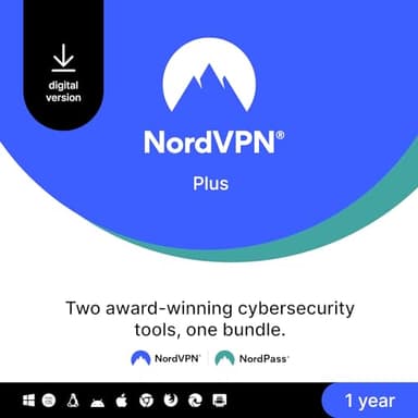 NordVPN Plus, 1-Year, VPN & Password Manager Software Bundle, Digital Code